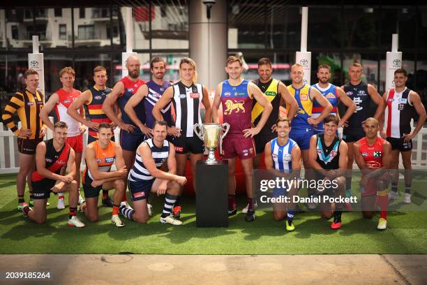 James Sicily of the Hawks, Callum Mills of the Swans, Max Gawn of the Demons, Alex Pearce of the Dockers, Darcy Moore of the Magpies, Harris Andrews...