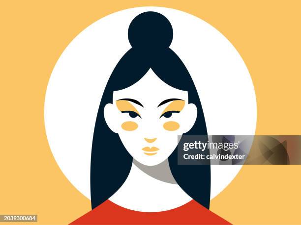 ilustraciones, imágenes clip art, dibujos animados e iconos de stock de japanese woman portrait - mujeres hermosas