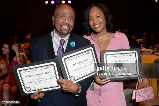 William Stanford Davis and Ava Coleman attend the NAACP Image Awards Nominees Brunch at Fairmont Century Plaza on February 25, 2024 in Los Angeles,...