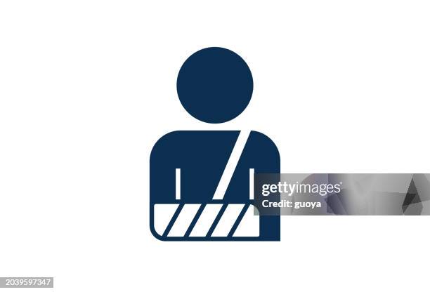 ilustrações de stock, clip art, desenhos animados e ícones de broken arm bandage icon. - ferido