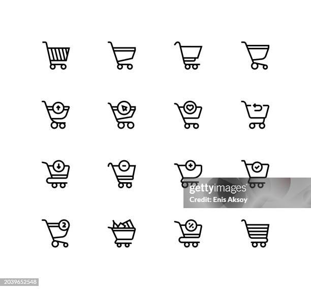 shopping cart icons - colour manipulation stock illustrations