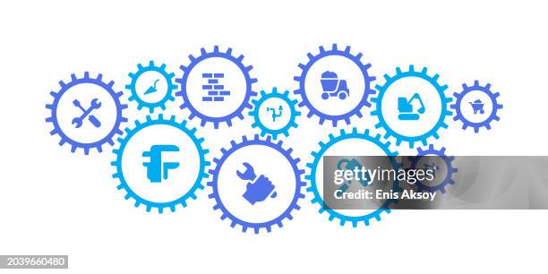 gear mechanism and construction icons - calliper stock illustrations