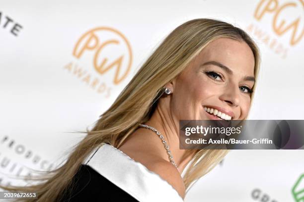 Margot Robbie attends the 35th Annual Producers Guild Awards at The Ray Dolby Ballroom on February 25, 2024 in Hollywood, California.