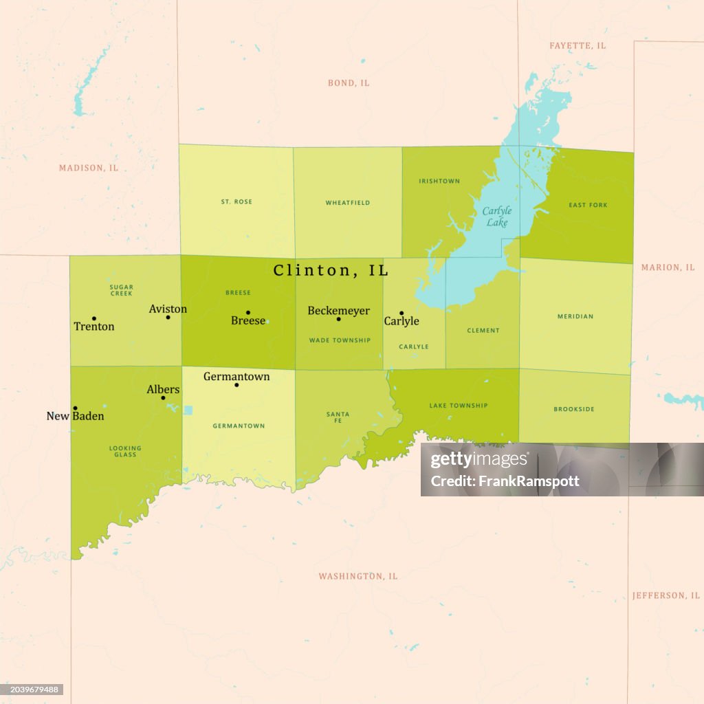 IL Clinton County Vector Map Green
