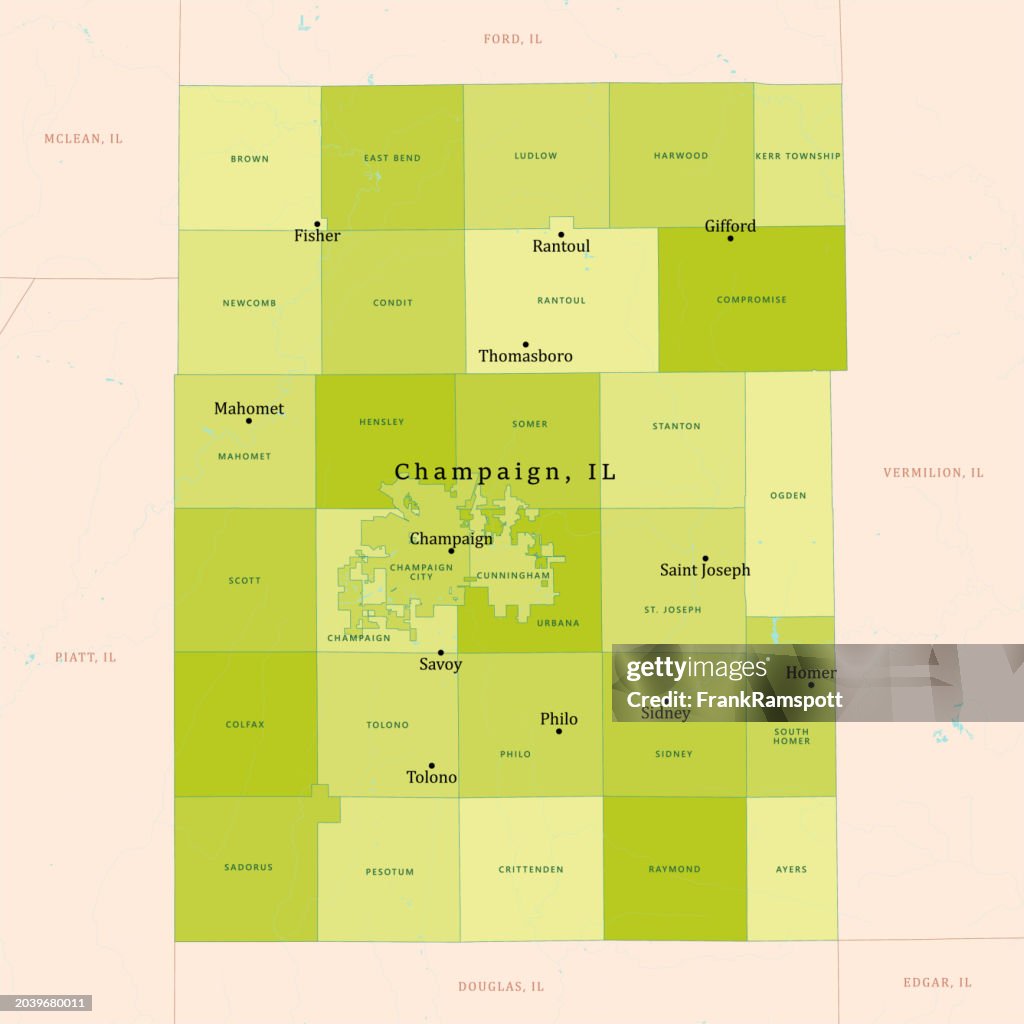 IL Champaign County Vector Map Green