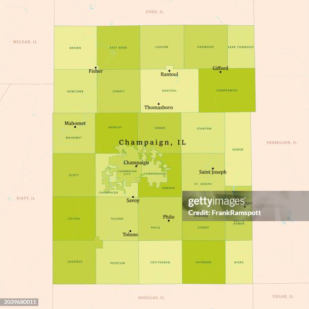 Il Champaign County Vector Map Green High-Res Vector Graphic