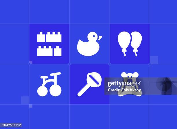 stockillustraties, clipart, cartoons en iconen met baby toys icons - using mobile