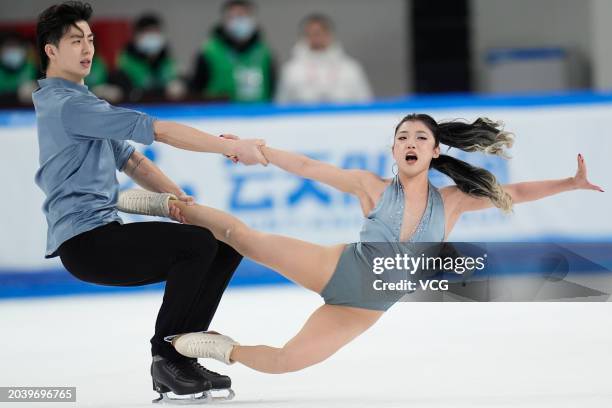 Wang Shiyue and Liu Xinyu perform during the ice dance free dance competition of the China's 14th National Winter Games on February 26, 2024 in Hulun...