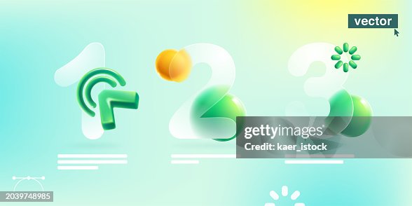 Computer Triangle 1 2 3 Steps Infographics In Glassmorphism Style With Realistic 3d ...