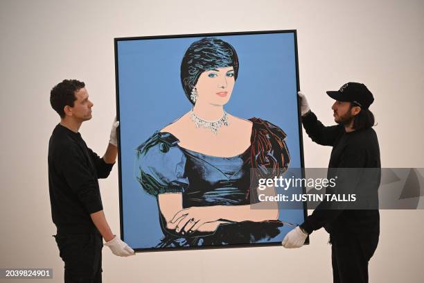 Portrait of Princess Diana" by US artist Andy Warhol, created from synthetic polymer and silkscreen ink on canvas, estimated at 1,200 GBP is...