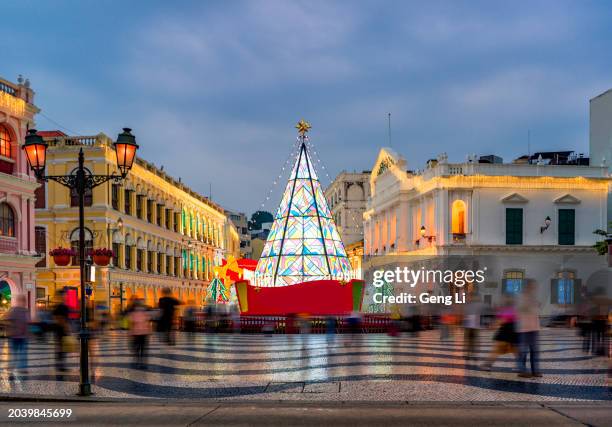 navidad en la plaza del senado - macao fotografías e imágenes de stock