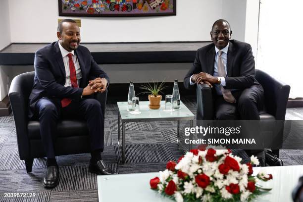 Prime Minister of Ethiopia Abiy Ahmed, and Kenya's President William Ruto, hold talks before attending the high level segment session of the 6th...