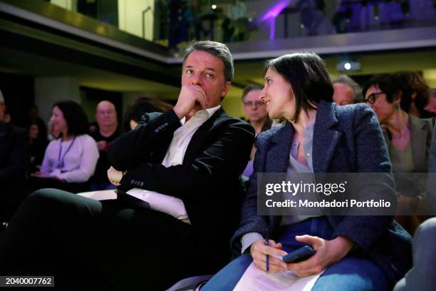 Italian Senator Matteo Renzi and Democratic Party Secretary Elly Schlein during the United States of Europe conference at the National Events Space....