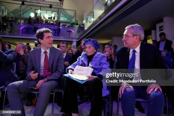 Italian Republic Deputy Riccardo Magi, Italian politician Emma Bonino and Italian Republic Deputy Benedetto Della Vedova during the conference for...