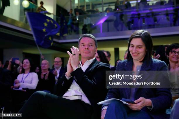 Italian Senator Matteo Renzi and Democratic Party Secretary Elly Schlein during the United States of Europe conference at the National Events Space....