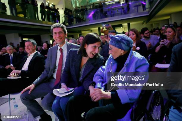 Italian MP Riccardo Magi, Democratic Party Secretary Elly Schlein and Italian politician Emma Bonino during the United States of Europe conference at...