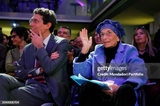 Italian Republic Deputy Riccardo Magi and Italian politician Emma Bonino during the conference for the United States of Europe at the National Events...