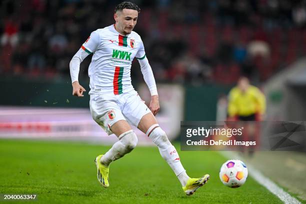 Ruben Vargas of FC Augsburg controls the Ball during the Bundesliga match between FC Augsburg and Sport-Club Freiburg at WWK-Arena on February 25,...