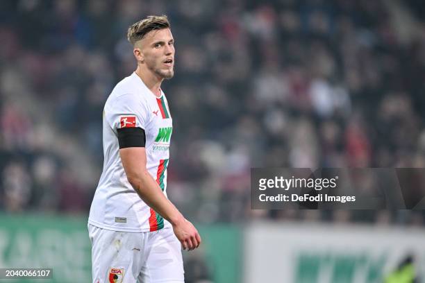 Ermedin Demirovic of FC Augsburg looks on during the Bundesliga match between FC Augsburg and Sport-Club Freiburg at WWK-Arena on February 25, 2024...