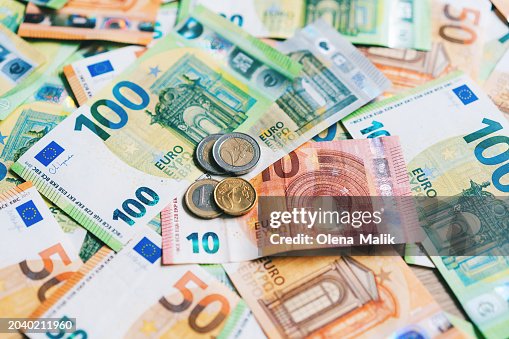 Euro banknotes and coins. Money Background Euro banknotes and coins. Money Background