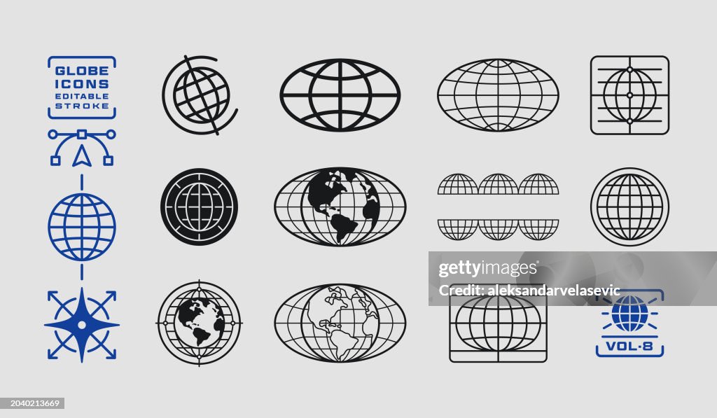 Elementos de diseño de iconos de globo terráqueo