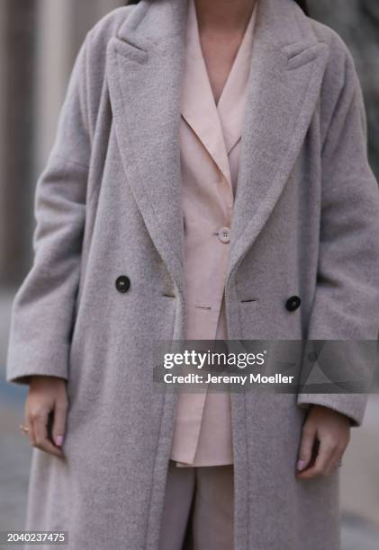 Leo Eberlin seen wearing Leo Mathild diamond jewelry / rings, Marc Cain light pink elegant suit blazer jacket, matching Marc Cain light pink elegant...