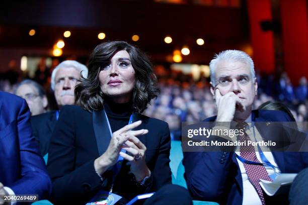 Senator of Italy Anna Maria Bernini and Minister for Public Administration of the Italian Republic Paolo Zangrillo during the national congress of...