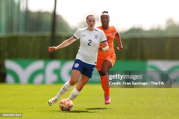 Ella Morris of England runs with the ball during the International Women's Friendly between Netherlands U23 and England U23 at Banus Football Center...