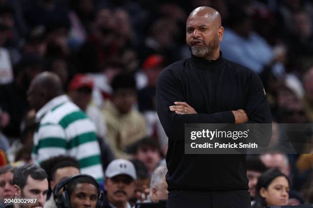 Head Coach John-Blair Bickerstaff of the Cleveland Cavalier looks on against the Washington Wizards at Capital One Arena on February 25, 2024 in...