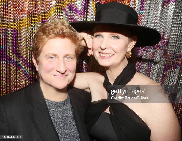 Christine Marinoni and wife Cynthia Nixon pose at the opening night party for the New Group play "The Seven Year Disappear" at Green Fig Urban Eatery...