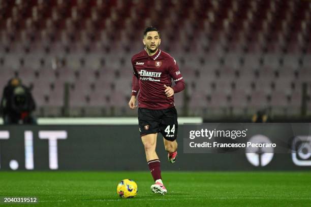 Konstantinos Manolas of US Salernitana in action during the Serie A TIM match between US Salernitana and AC Monza at Stadio Arechi on February 24,...