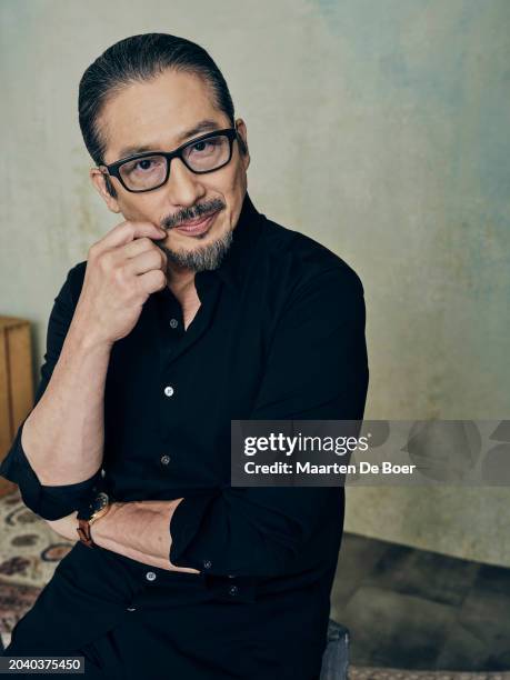 Hiroyuki Sanada of FX's 'Shogun' poses for TV Guide Magazine during the 2024 Winter TCA Portrait Studio at The Langham Huntington, Pasadena on...