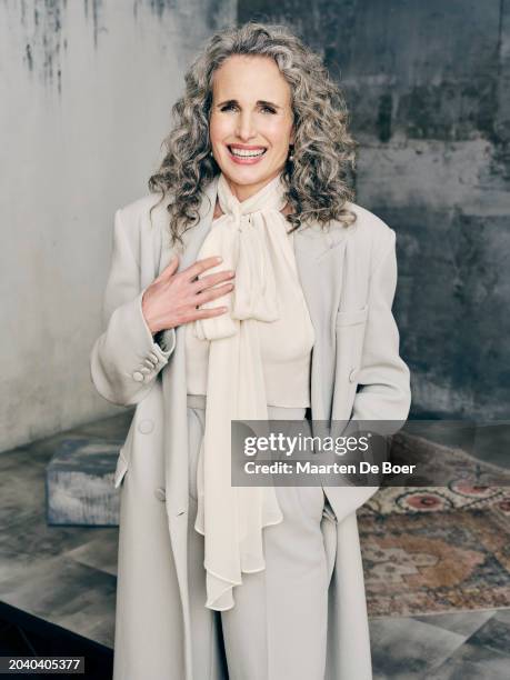 Andie MacDowell of "The Way Home" poses for TV Guide Magazine during the 2024 Winter TCA Portrait Studio at The Langham Huntington, Pasadena on...