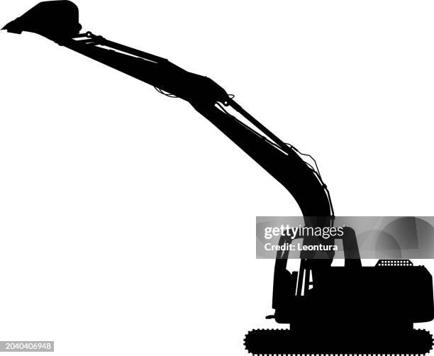 bildbanksillustrationer, clip art samt tecknat material och ikoner med digger silhouette - grävmaskin