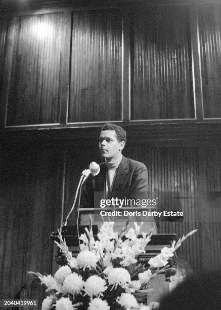 Julian Bond speaking at Tougaloo College, Tougaloo, Mississippi, United States, 1968.