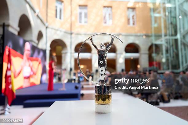 Detailed view of The Laureus World Sports Award trophy during the Laureus World Sports Awards 2024 nominations announcement at Real Casa de Correos...