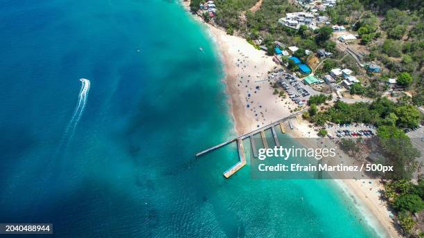 high angle view of beach,borinquen,aguadilla,puerto rico - aguadilla stock pictures, royalty-free photos & images