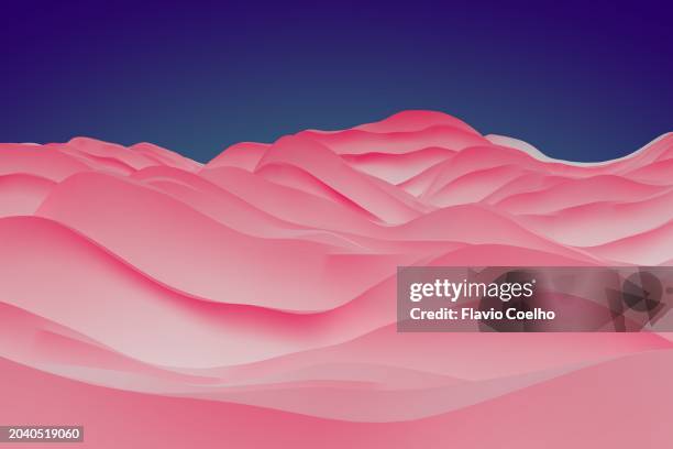 Pink mountains against a purple sky