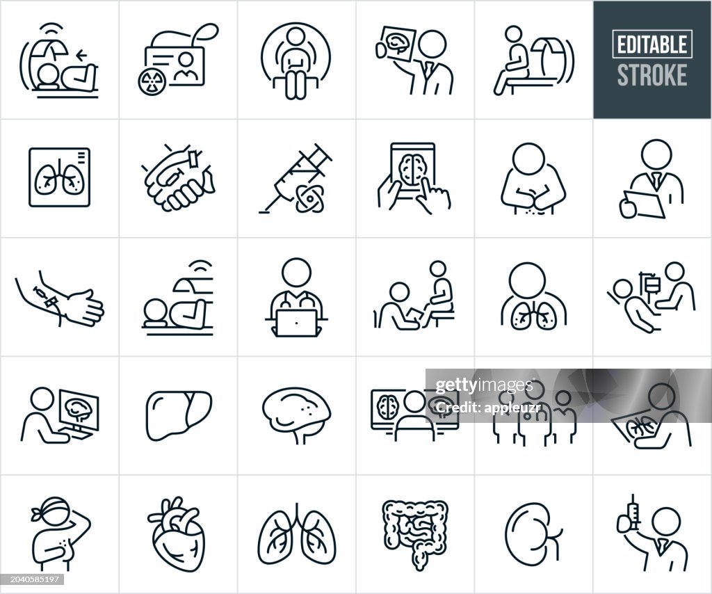 Nuclear Medicine Thin Line Icons - Editable Stroke