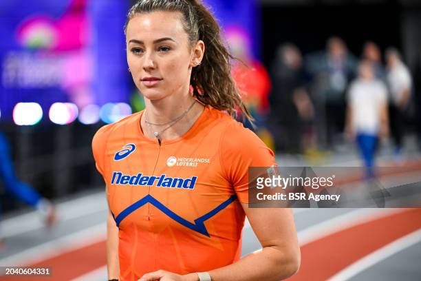 Nadine Visser of the Netherlands during previews ahead of the World Athletics Indoor Championships Glasgow 2024 at the Emirates Arena on February 29,...