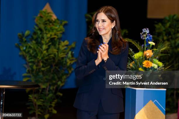 Queen Mary of Denmark hosts the Elite Research Awards 2024 by the Ministry of Education and Research on February 26, 2024 in Copenhagen, Denmark.
