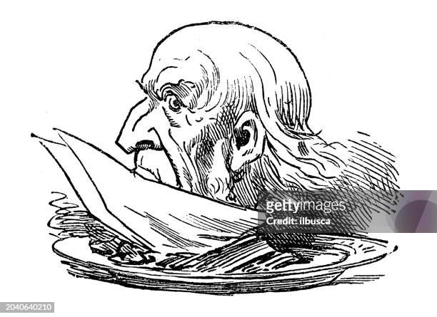 british satire caricature comic cartoon illustration - william ewart gladstone stock illustrations