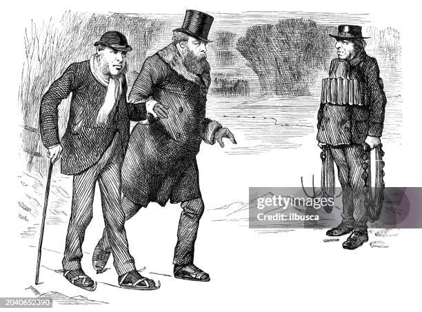 british satire caricature comic cartoon illustration - winter wonderland london stock illustrations