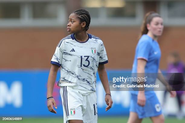 Beatrice Abla Djesse of Italy Women U16 looks on during the Women U16 International Friendly match beteween Italy and France at Centro di...