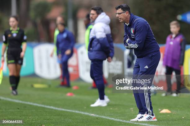 Marco Dessi' manager of Italy U16 reacts during the Women U16 International Friendly match beteween Italy and France at Centro di Preparazione...