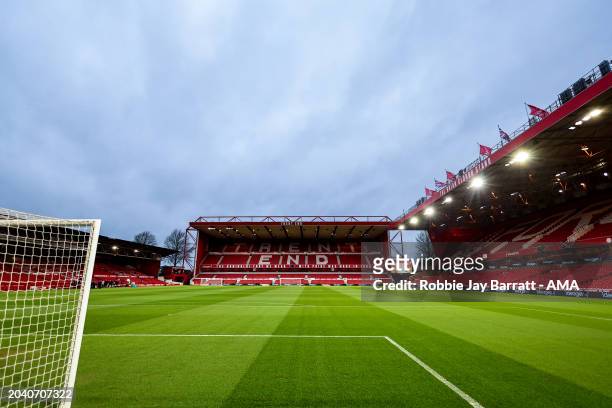 General interior view of City Ground, home stadium of Nottingham Forest ahead of the Emirates FA Cup Fifth Round match between Nottingham Forest and...