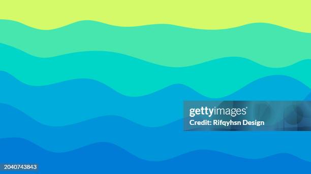 modern abstract liquid background with blue and green gradient colors - water surface level stock illustrations