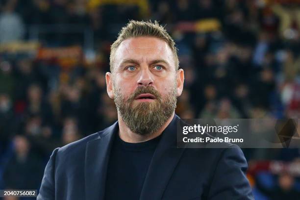 Daniele De Rossi, Head Coach of AS Roma, looks on prior to the Serie A TIM match between AS Roma and Torino FC at Stadio Olimpico on February 26,...