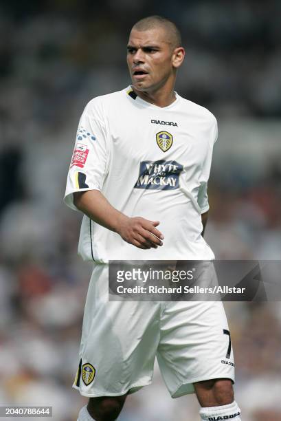 Jermaine Wright of Leeds United in action during the Championship match between Leeds United and Derby County at Elland Road on August 7, 2004 in...