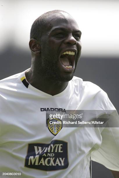 Michael Ricketts of Leeds United celebrates during the Championship match between Leeds United and Derby County at Elland Road on August 7, 2004 in...